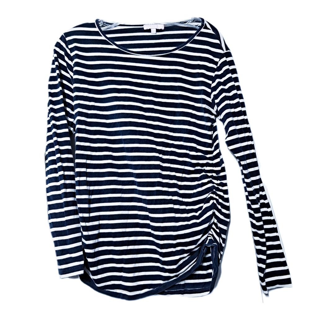 🪴 2 For $20🪴 Boatneck Touched Navy Striped Long Sleeve Tee